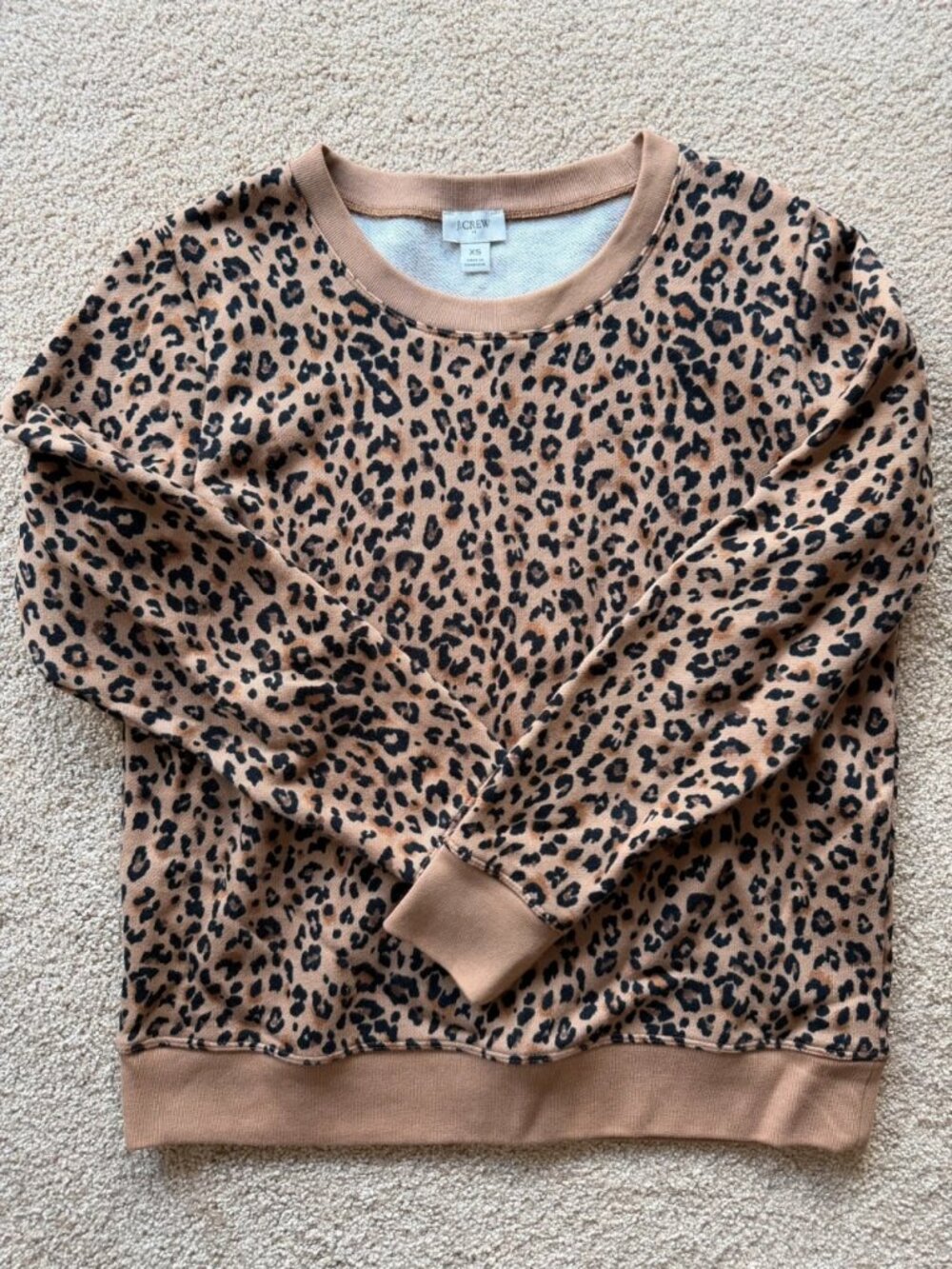 Leopard Print Crewneck Sweatshirt Brown Black Women’s XS